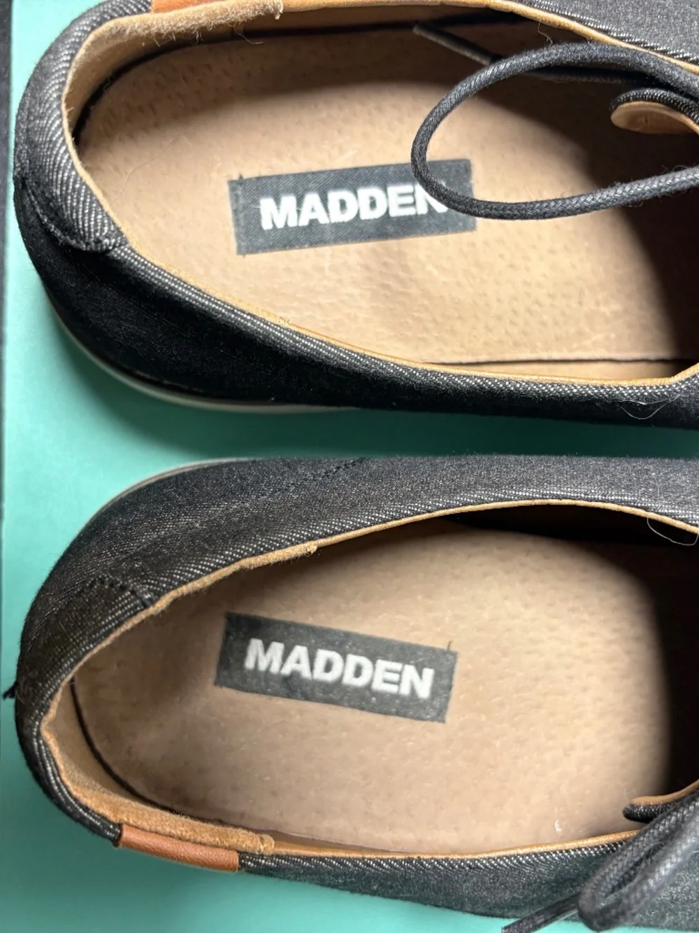 Madden Mens Black Denim Fabric Oxford Shoes size 13